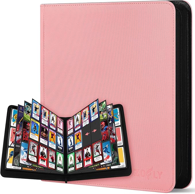 12 Pocket Card Binder, Zipper Trading Card Binder, 720 Large Capacity Side by Zofly