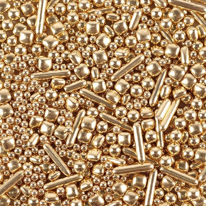 Gold Sprinkles for Cake Decorating, Ice Cream Toppings, 7 Ounces Cake by cobakey-DessertDecorations
