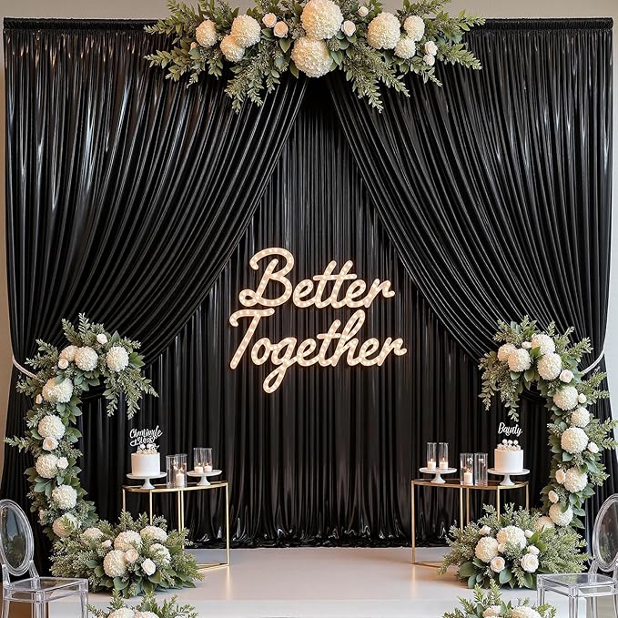 30ftx10 ft Black Glitter Sequin Backdrop Curtain - Image 4