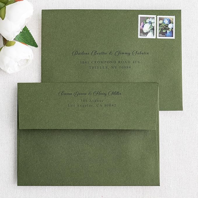 PONATIA 50 PCS 5x7 Envelopes, Olive Green Self- Adhesive A7 Envelopes - Image 6