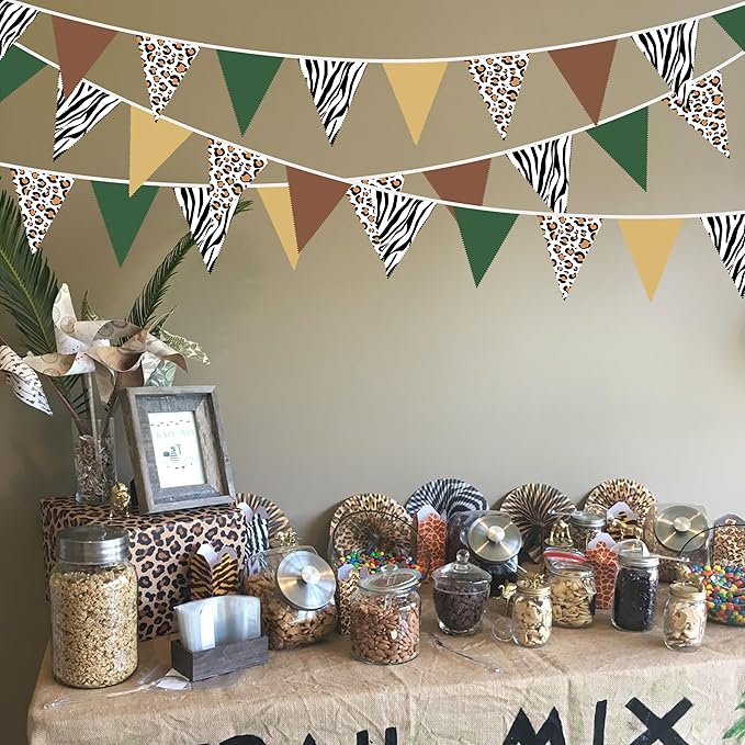 32Ft Jungle Safari Party Decorations Sage Green Brown Wild Animal Leopard Zebra - Image 4