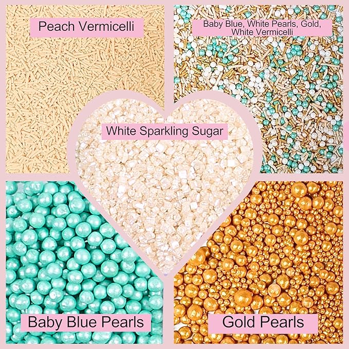 Confect Sprinkles- Fairytale Frozen Cake Decorating Sprinkles – Teal, Pearl - Image 3