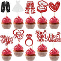 Gyufise 30Pcs She Said Yes Cupcake Toppers Glitter Diamond Ring I Do Love by Gyufise