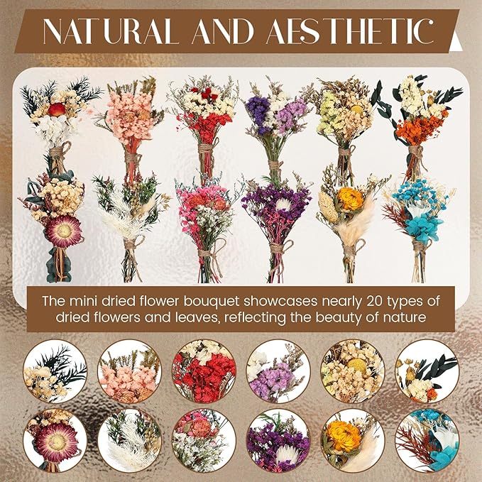 Layhit 12 Pack Boho Dried Flower Bouquet Mini Wedding Handmade Dry Flowers Decor - Image 3