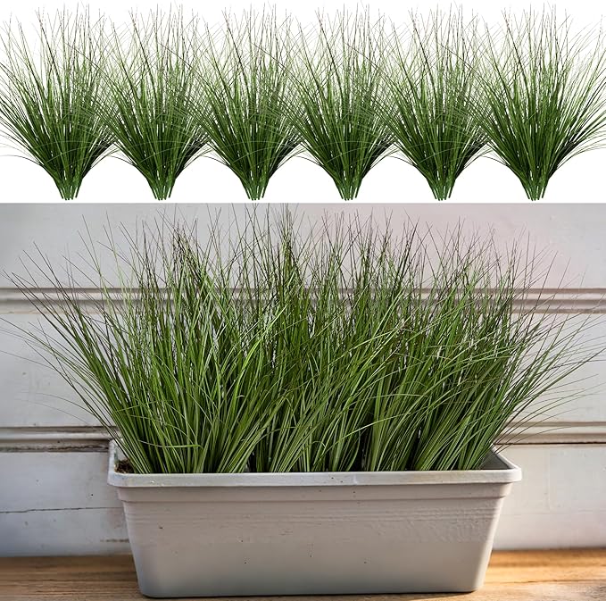 48PCS 17.3" Fake Plants Artificial Wheat Grass Greenery Plastic Plants Fake by UqueetenLtd