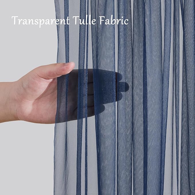 20ft X 10ft Navy Blue Tulle Backdrop Curtain - Image 2
