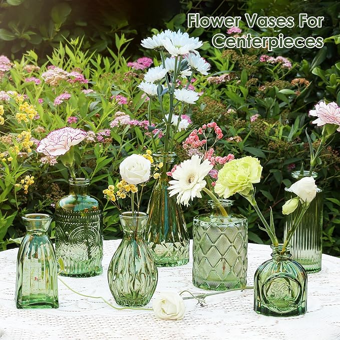 Vintage Small Glass Vases Set of 10, Mini Bud Vases - Image 2