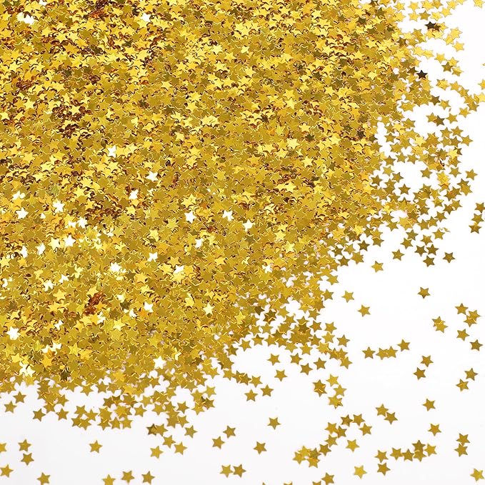 STEFORD 150g Gold Star Confetti, 6mm Glitter Stars Shiny Gold Table Confetti by STEFORD