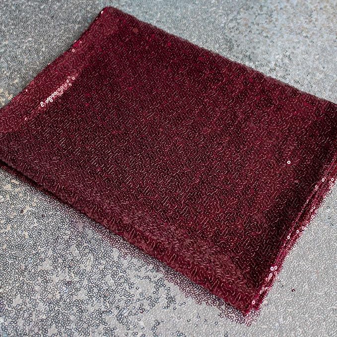 JYFLZQ Burgundy Sequin Backdrop Curtains 8ft x 8ft 1 Panel Glitter Photo Booth - Image 7