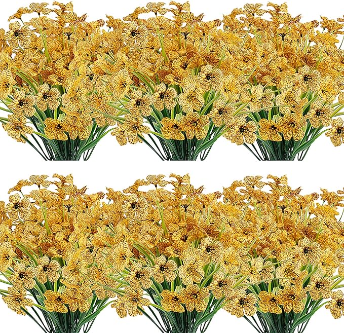 20 Bundles Artificial Flowers Outdoor UV Resistant Fake Flowers No Fade Faux by JEMONG