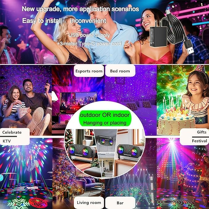 Party Lights DJ Disco Lights, Sound Activated Disco Ball Strobe Stage Light - Image 6