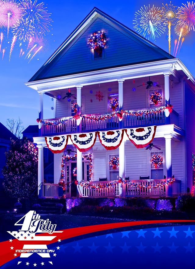 4th of July Decorations Red White and Blue Fairy Lights Battery Operated - Image 5