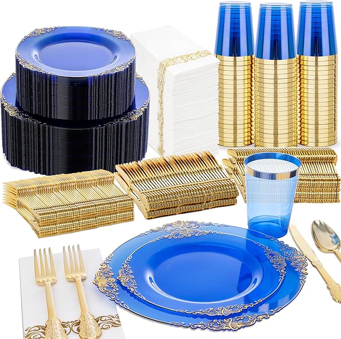 Nervure 350PCS Blue Plastic Plates by Nervure
