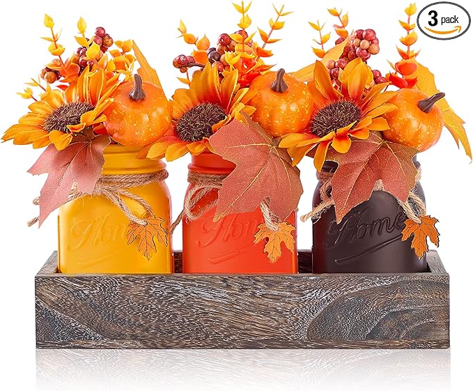 Mason Jar Fall Thanksgiving Centerpieces by KIVIVO