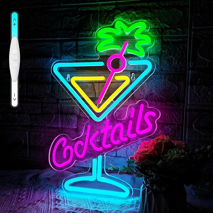 Cocktails Neon Sign Cocktail Glass LED Neon Signs Art Wall Lights by JIARODEYLEDNEONSIGN