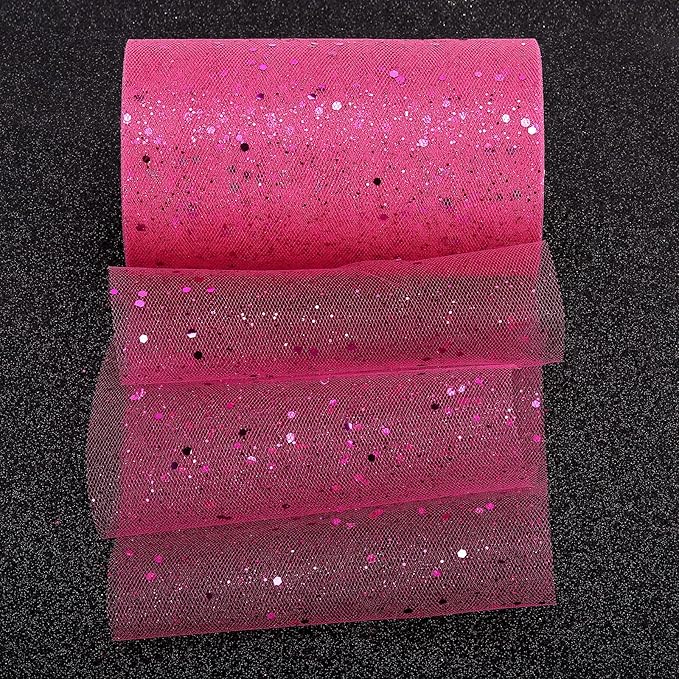Glitter Tulle Rolls, 6” by 50 Yards Sparkling Tulle Spool Ribbon Sequin Tulle - Image 5