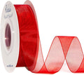 Ribbli Red Sheer Organza Ribbon, 1 Inch x Continuous 50 Yard Use by Ribbli