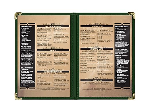 Goodsmart Restaurant Menu Covers – 25 Pack Green 4-View, Side-Loading Menu - Image 2
