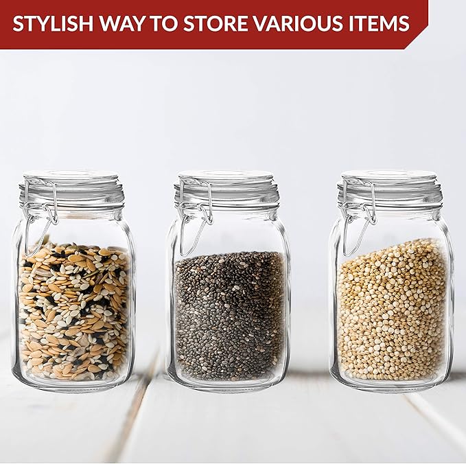 Set of 3 Mason Jars with Lid | Airtight Glass Storage Containers - Image 5