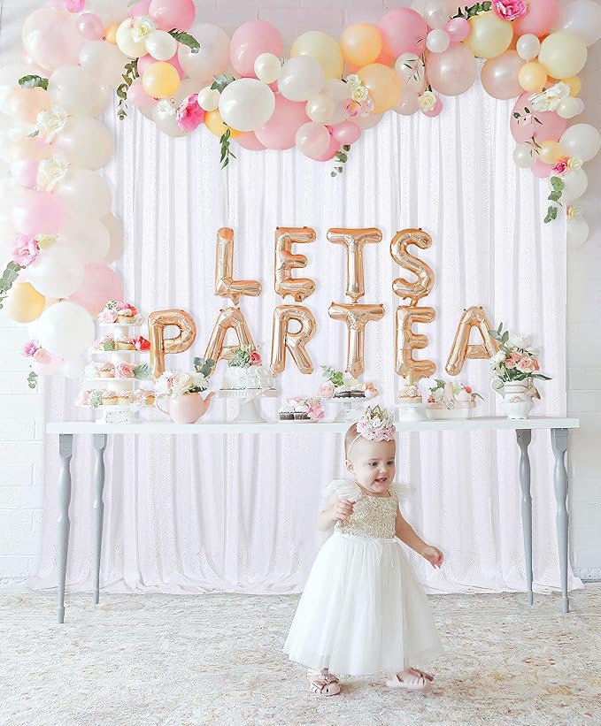 8ft x 8ft White Sequin Backdrop Curtain Sparkle Photo Backdrop - Image 4