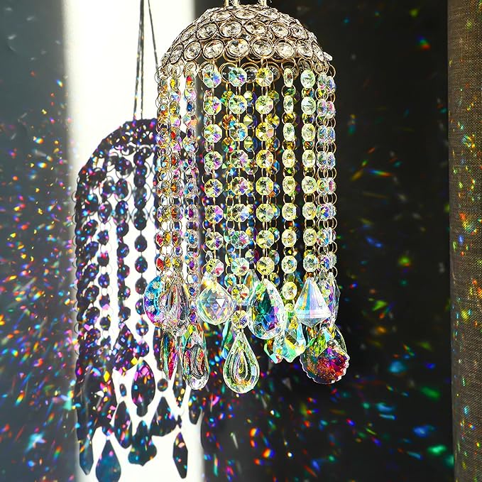 Crystal Chandelier Wind Chimes Suncatcher Pendant, Aurora Light Catcher by HDHYALINEDORA