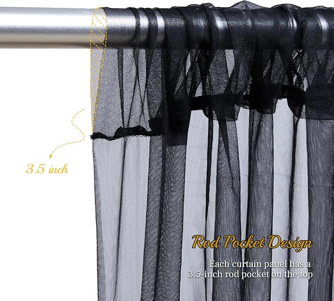 10ft X 10ft Black Sheer Backdrop Curtain - Image 5