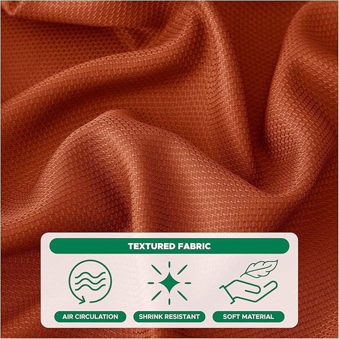 Biscaynebay Fall Tablecloth Textured Fabric 70x108 Inch Rectangular, Rust - Image 4