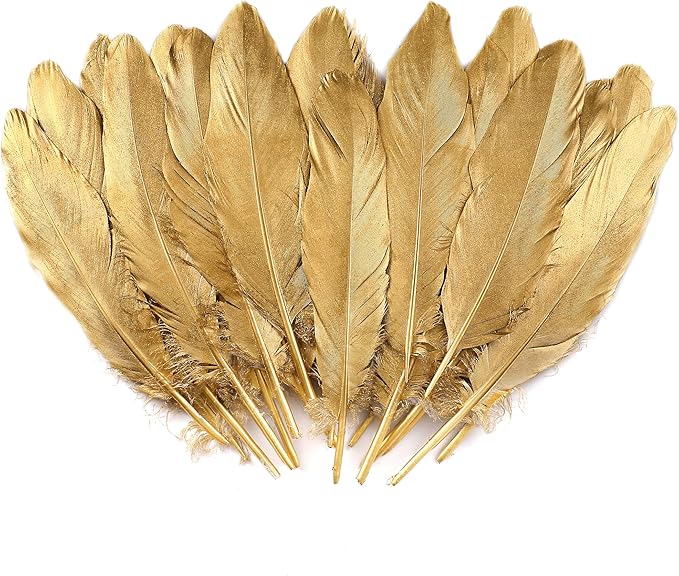 Larryhot Gold Goose Feathers for Crafts by Larryhot