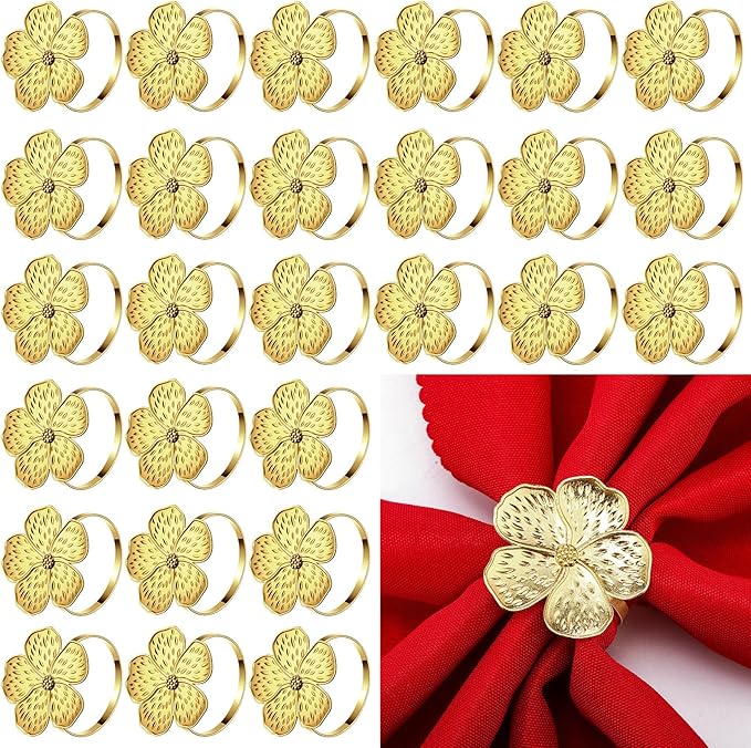 Bokon 50 Pcs Gold Napkin Rings Metal Napkin Holders Rings Bulk by Bokon