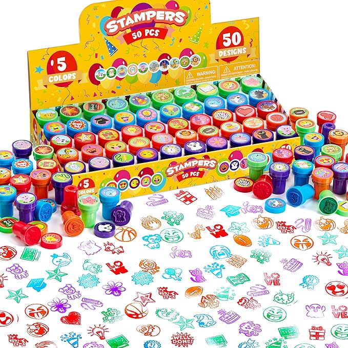 JOYIN 50 Pcs Assorted Stamps for Kids by JOYIN