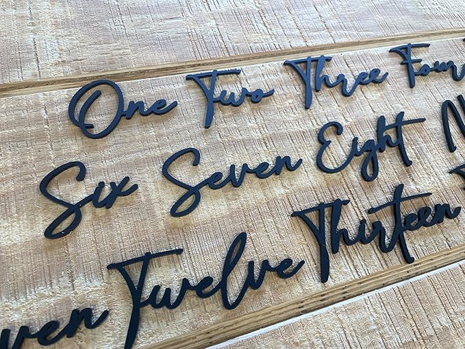 Cursive Wedding Table Number SET, DIY thin modern Black or White acrylic cutouts - Image 3
