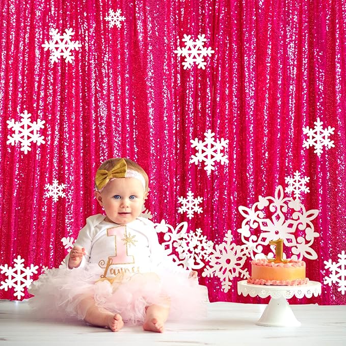 ShiDianYi Hot Pink Sequin Backdrop 6FTX8FT - Image 2