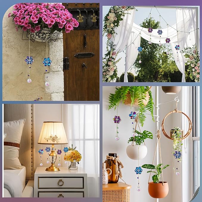 HDCRYSTALGIFTS 4pcs Crystal Flower Suncatchers - Image 6