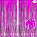 BRAVESHINE Hot Pink Tinsel Foil Fringe Curtains by BRAVESHINE
