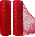 Ribbli 2 Rolls Red Mesh Ribbon, 10 inch x 30 feet Each Roll, Metallic Red by Ribbli