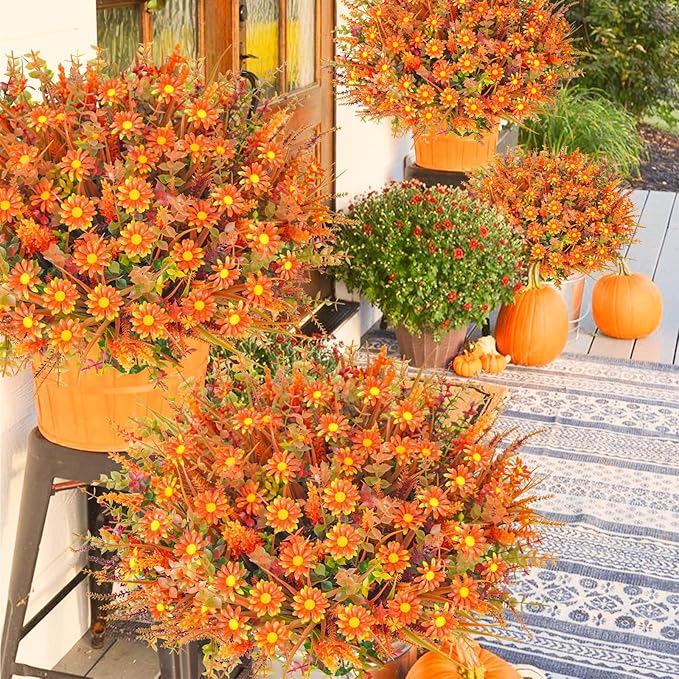 64 Pcs Outdoor Fall Flowers UV Resistant Faux Fall Plants - Image 4