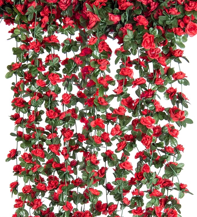 8 Pcs x 8.2 ft Flower Garland Artificial Rose Vine Flowers - Image 8