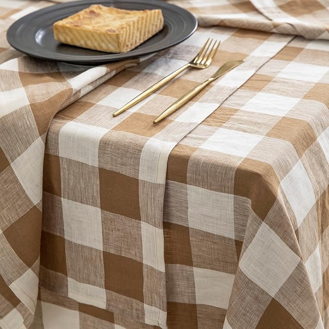 EVERLY 100% Yarn-Dyed Linen Rectangle Tablecloths 60x120Inches - Image 8
