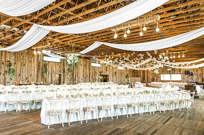 6 Panel White Wedding Drapes, 5ftx10ft Cheesecloth Sheer Fabric Curtains - Image 8