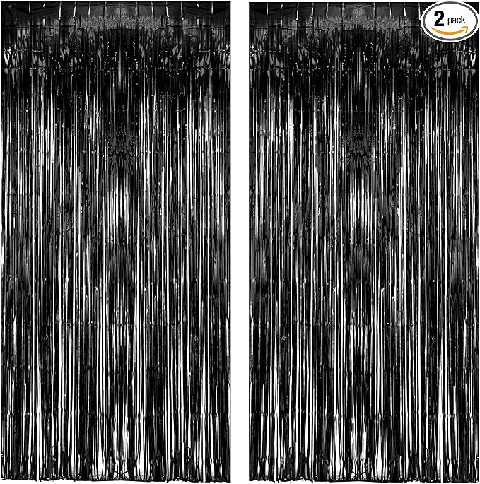 Black Tinsel Backdrop Curtain by GREATRIL