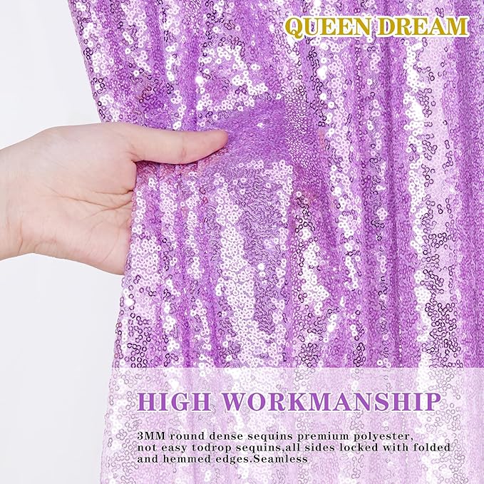 Light Purple Sequin Backdrop Curtains 2 Panels 2FTx8FT Photo Backdrop Glitter - Image 5
