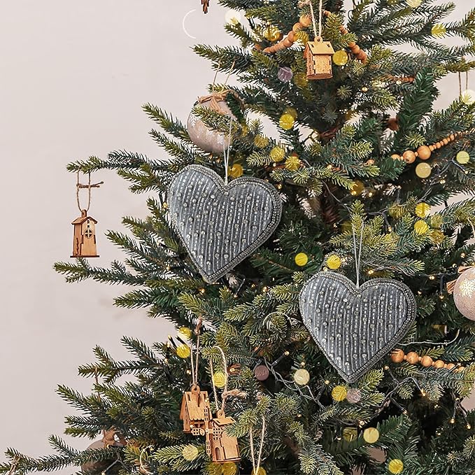 Set of 6 Beaded Heart Ornaments - Image 2