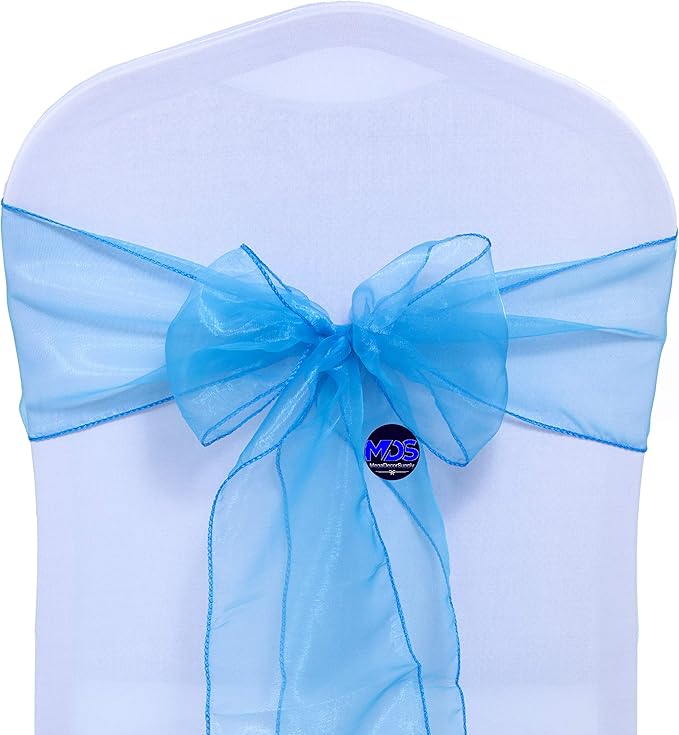 MDS Pack of 100 PCS Organza Chair Sashes Wider Dining Chair Bows Ribbon Tie Back - Image 2
