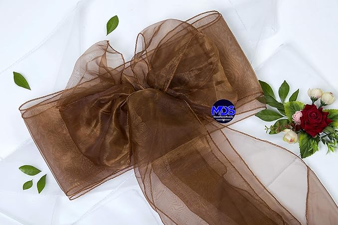 MDS Pack of 125 PCS Organza Chair Sashes Wider Dining Chair Bows Ribbon Tie Back - Image 7