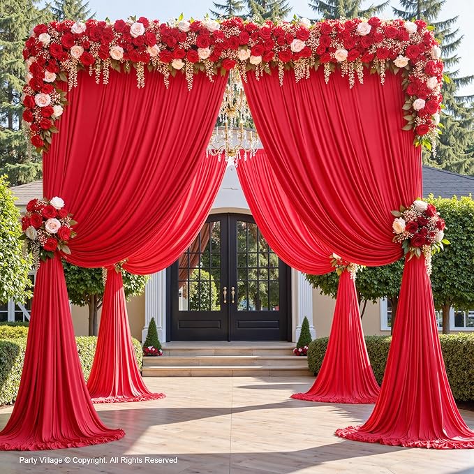 PartyVillage 50ft×15ft Red Backdrop Curtain - Image 7