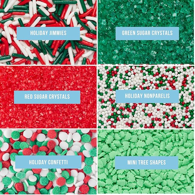 Sweets Indeed Christmas Sprinkles Mix – 6-Cell Holiday Assortment 6.45 oz | - Image 3