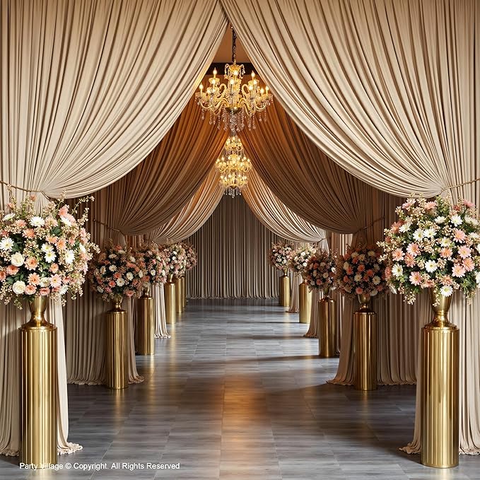 PartyVillage 20ft×15ft Beige Backdrop Curtain - Image 3