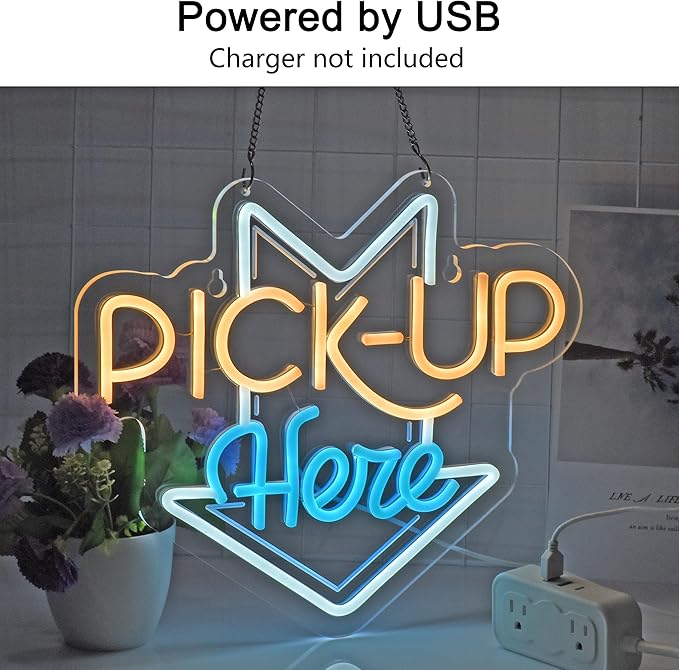 PICK-UP Here Neon Sign, Neon Lights Hanging Wall Art Decoration - Image 2