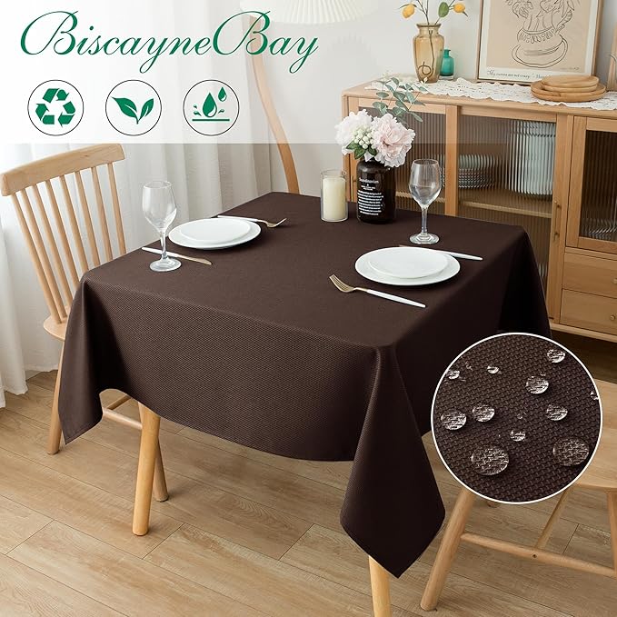 Biscaynebay Textured Fabric Square Tablecloth 54x54 Inch, Wedding and Parties - Image 2