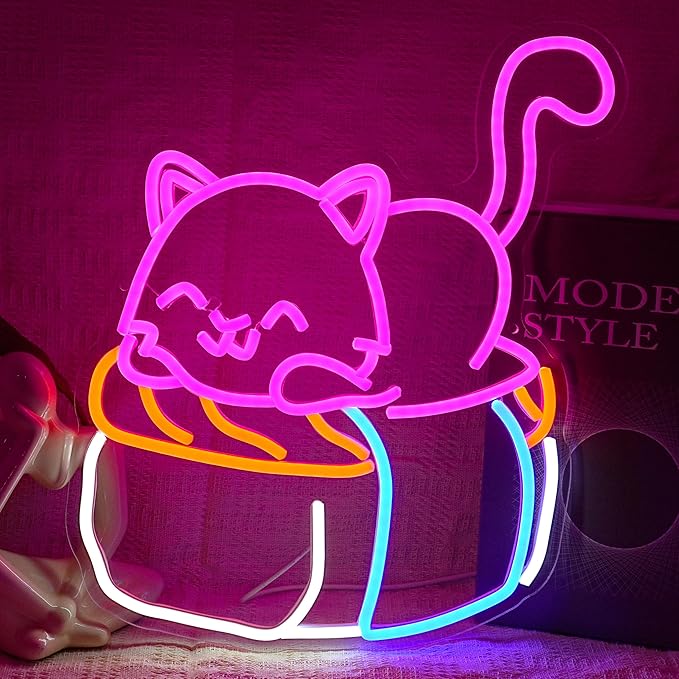 Sushi Cat Neon Sign Delicious Japanese Sushi LED Light Sign by BNEMCEZHLEDNEONSIGN